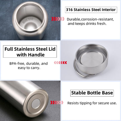 Vacuum Insulated Stainless Steel Water Bottle with Tea Infuser - Wide Mouth,BPA-Free, Leak- Proof,Keeps Cold 24H/ Hot 12H- Ideal for Travel,Office, Gym (12oz)