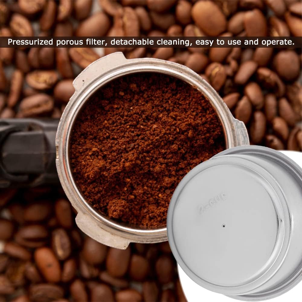 Watris Veiyi Stainless Steel Coffee Filter, Double Cup Coffee 51mm Pressurized Porous Filter, Double Layer Portafilter Basket, Coffee Machine Replacement Accessories