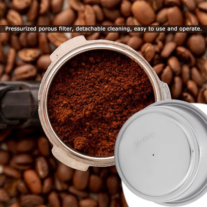 Watris Veiyi Stainless Steel Coffee Filter, Double Cup Coffee 51mm Pressurized Porous Filter, Double Layer Portafilter Basket, Coffee Machine Replacement Accessories