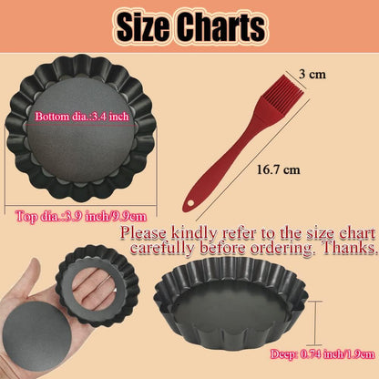 DATANYA 16 Pack Mini Tart Pans 4 Inch with Removable Bottom Round Nonstick Quiche Pan, Heavy Duty Fluted Side Tart Molds for Pies, Mousse Cakes, Dessert Baking