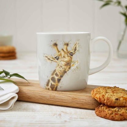 Royal Worcester Wrendale Designs 14 oz Mug, Lofty with Giraffe Illustration - Floral Animal Mug for Cottagecore Kitchens - Microwave, Dishwasher, Freezer Safe Fine Bone China Drinkware
