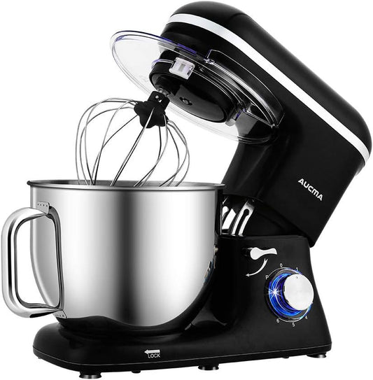 Aucma Stand Mixer,7.4QT Food Mixers, Kitchen Electric Mixer with Dough Hook, Wire Whip & Beater(Black, 7.4QT)