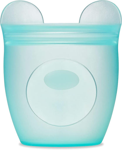 Zip Top Reusable 100% Silicone Baby + Kid Snack Containers- The only containers That Stand up, Stay Open and Zip Shut! No Lids! Made in The USA - Full Set of 4