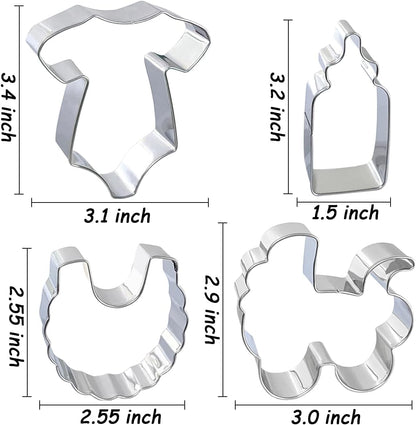 Baby Shower Cookie Cutters 8Pcs, Cute Shapes Baby Carriage Onesies Bottle Bib Clothes Elephant Bear Fondant Cutter, Sturdy Metal Biscuit Cutter Cookie Mold for Baby Shower Baking & Gift