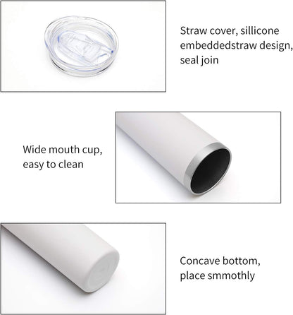 HASLE OUTFITTERS 20 oz Skinny Tumbler, Stainless Steel Insulated Slim Tumbler with Lid, Reusable Double Wall Travel Coffee Mug, Durable Powder Coated Travel Water Cup(White, 1)