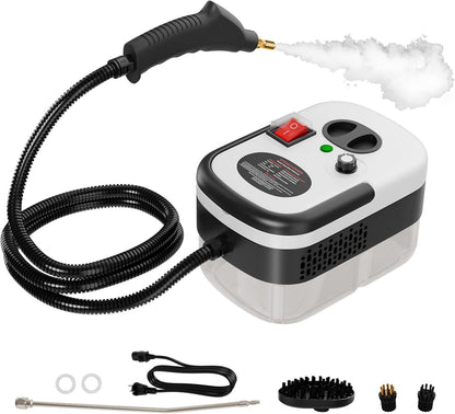 TOTTE Handheld Pressurized Steam Cleaner, 2500W Pressure Portable Cleaner with 3 Brush, 6-gears adjustable for Home Use, Floor, Kitchen,Bathroom, Car (White)