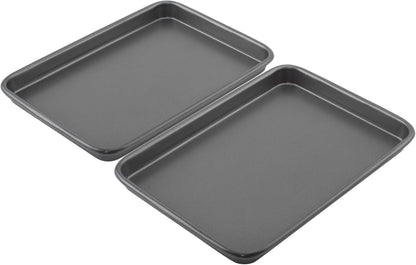 GoodCook Everyday Set of 2 Nonstick Steel 9" x 6.2" Toaster Oven Mini Baking Sheets, Gray