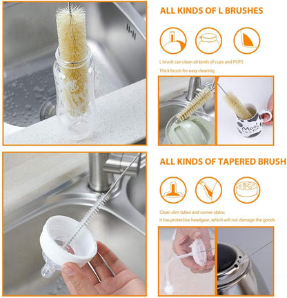 Masthome 9 Pieces Bottle Brush Set, Long Handle Bottle Cleaner for Washing Narrow Neck Wine/Beer Bottle, Hummingbird Feeder, Baby Bottle, Sports Bottle, Thermos, Flask