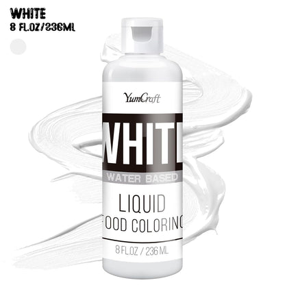 Food Coloring Liquid - Vibrant Color Food Coloring for Cake Decorating, Baking, Easter Egg, Icing - Tasteless Food Color Dye for Fondant, Cooking, Slime, Airbrush (White, 8 Fl.oz)