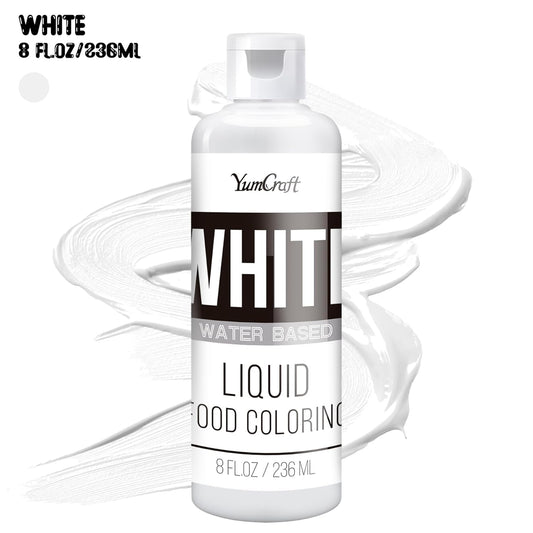 Food Coloring Liquid - Vibrant Color Food Coloring for Cake Decorating, Baking, Easter Egg, Icing - Tasteless Food Color Dye for Fondant, Cooking, Slime, Airbrush (White, 8 Fl.oz)