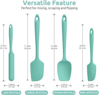 U-Taste Silicone Spatula Set with 600 Degrees Fahrenheit Heat Resistant (Teal/Aqua Sky)