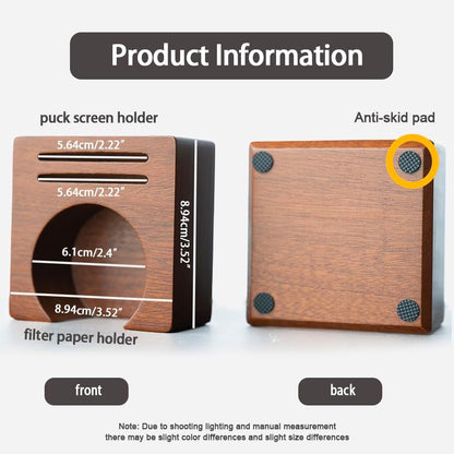 2 IN 1 Holder Stand For the Coffee Filter Paper and Espresso Puck Screen,Sapele Premium Solid Wood Organizer For Tidying Espresso Accessories(Filter Not Included) (for 58mm)