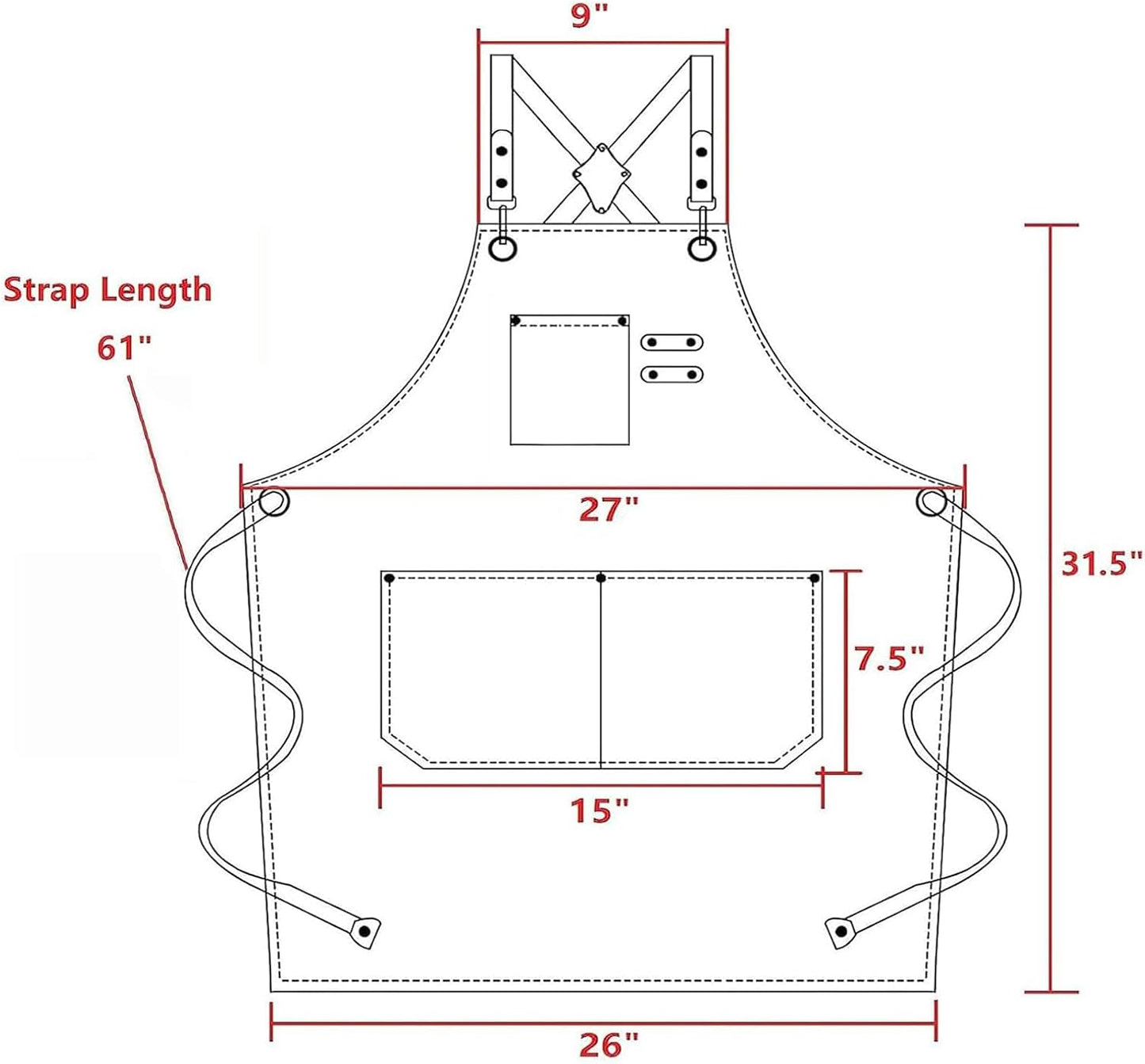 AFUN Chef Aprons for Men Women with Large Pockets, Cotton Canvas Cross Back Heavy Duty Adjustable Work Apron, Size M to XXL (Beige)