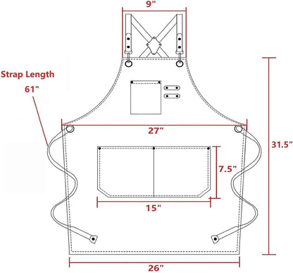 AFUN Chef Aprons for Men Women with Large Pockets, Cotton Canvas Cross Back Heavy Duty Adjustable Work Apron, Size M to XXL (Darkblue)
