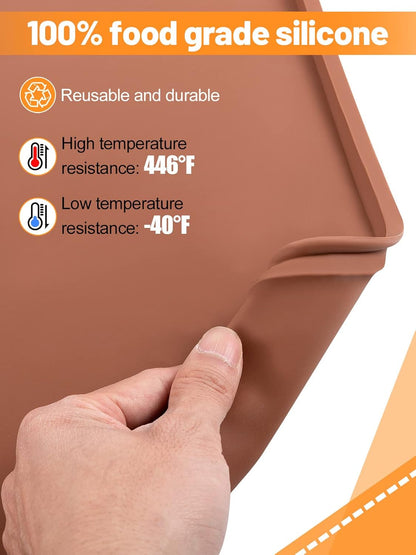 Aulock 3 Pcs Silicone Food Dehydrator Sheets with Edge, Compatible with Cosori/Excalibur/Magic Mill 14" x 14" Trays, Square Non-stick Tray Liner, High Temperature Resistance Reusable Dryer Mats