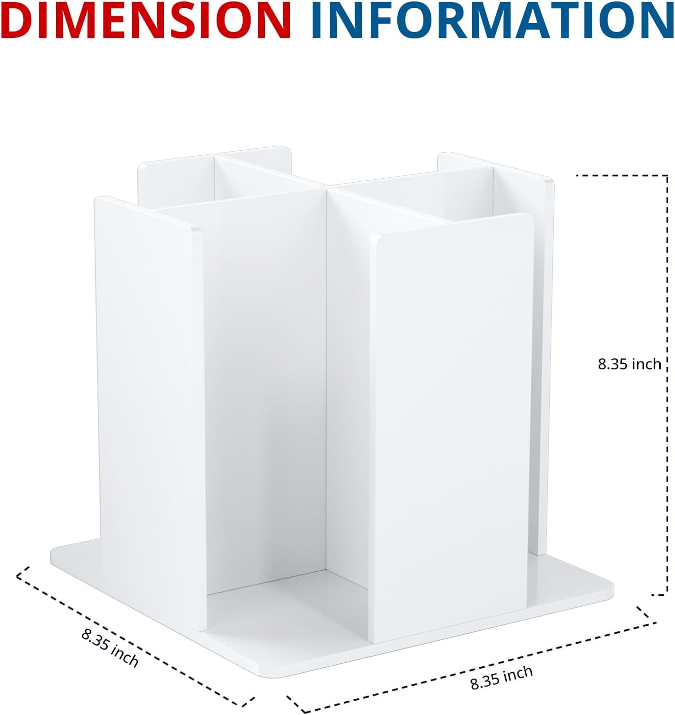 Cup and Lid Holder, 4 Compartment, Square | Rotating Coffee Cup Dispenser Lid Carousel for Restaurant, Buffet, Coffee Station, Bar, Countertop, White Acrylic