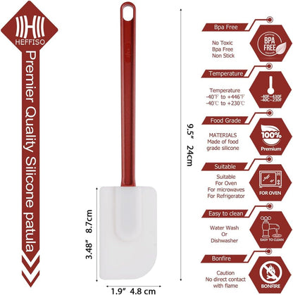 6 Pcs Commerical Rubber Spatula, 9.5-Inch Silicone Rubber Spatula Set High Heat Resistant, Commercial Grade Spatulas, Silicone Jam Scrapers for Baking, Nonstick & BPA-Free