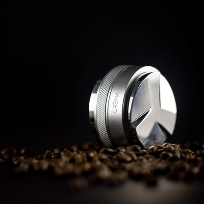 Crema Coffee Products 51mm Hand Tamper & Coffee Distributor|Compatible with Delonghi Dedica & La Specialista Portafilter|Double-Sided,Adjustable Depth Tool|Made with Durable 304 Stainless Steel|Silver