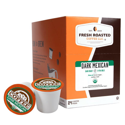 Fresh Roasted Coffee, Organic Dark Mexican | Mold & Myco 3rd Party Tested, USDA Organic, Kosher | Dark Roast 24 Pods for K Cup Brewers
