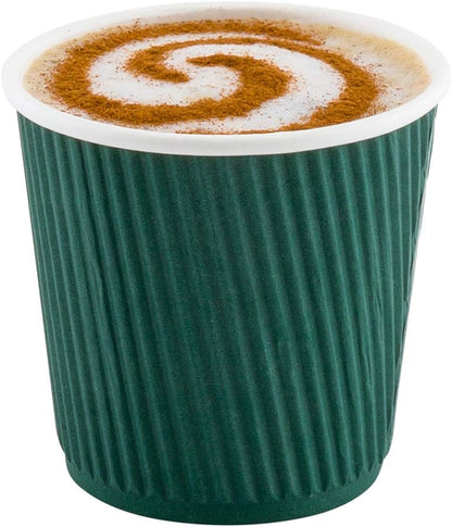 4 oz Forest Green Paper Coffee Cup - Ripple Wall - 2 1/2" x 2 1/2" x 2 1/4" - 500 count box