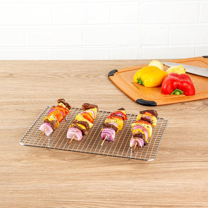 Restaurantware Met Lux 8.5 x 12 Inch Wire Baking Rack 1 Heavy-Duty Oven Wire Rack - Fits Quarter Size Sheet Pan Dishwashable Stainless Steel Cooling Rack Elevated Feet Oven-Ready Up To 575F