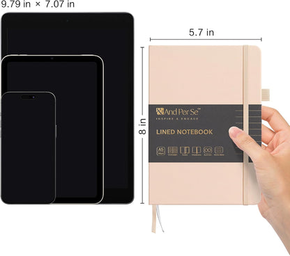 &And Per Se Lined Journal Notebook, 160 Pages, A5 5.7 x 8 inches College Ruled Thick Paper Notebook Journals for Writing, Hardcover Notebooks for Women Men Office School (1 Pack, Light Apricot)