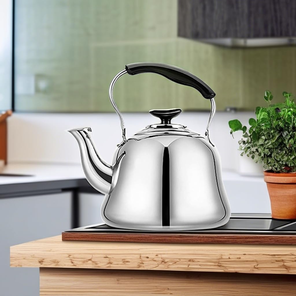 2L Whistling Stovetop Tea Kettle - Food Grade Stainless Steel Teapot with Fast Boil, Wide Mouth, Anti-Scalding Handle, Ideal for Stove Top – Perfect for Tea, Coffee & Hot Water