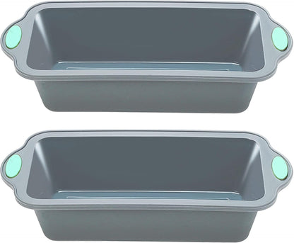 To encounter 9 Inch Silicone Bread and Loaf Pan, 2 Pack Food Grade Nonstick Silicone Molds for Baking Banana Bread, Meat Loaf, Pound Cake, with Metal Reinforced Frame More Strength