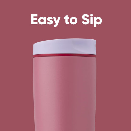 Owala SmoothSip Slider Insulated Stainless Steel Coffee Tumbler, Reusable Iced Coffee Cup, Hot Coffee Travel Mug, BPA Free 20 oz, Purple/Pink (Crochet Queen)