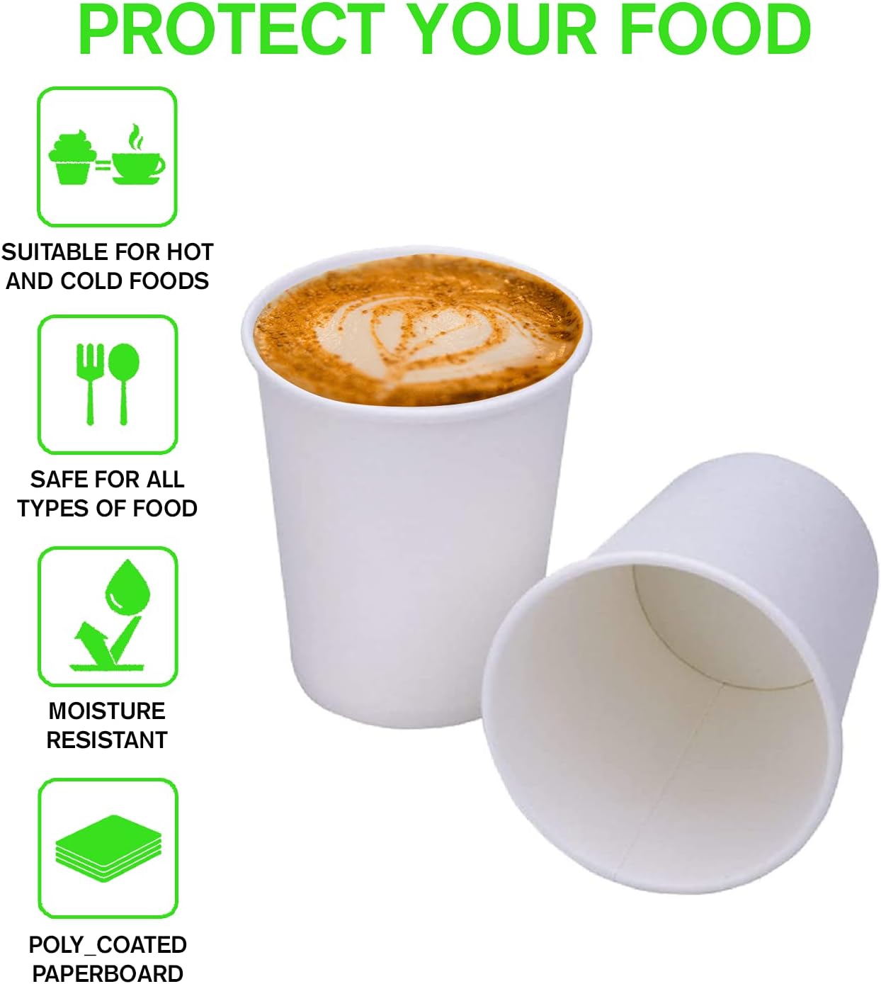 Smygoods White Original Disposable Paper Coffee Cups with Lids (16 OZ, 25 Count) For Hot Beverages, Tea, Espresso, Cocoa - To Go Drink Containers, Café & Office