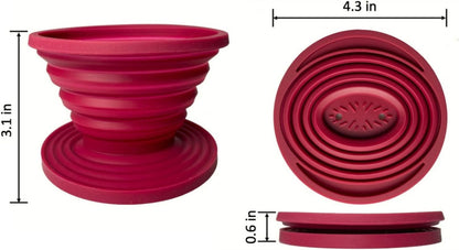 2 Pieces Attsky Collapsible Pour Over Coffee Dripper for Camp Coffee, Reusable Silicone Coffee Filter Holder for Camping Red