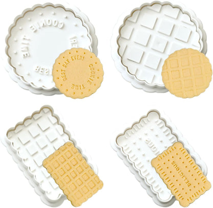 4 Pcs Cookie Press Mold, Waffle Cookie Stamp Mold, With Cute Cat Paw Shaped Plunger Stamp, Easy to Use, for Treats DIY Baking, Cake, Pastry