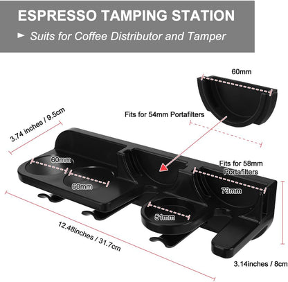 Espresso Tamper Holder Station Laelr Wall Mounted Coffee Station Organizer Coffee Distributor & Tamper 54mm/2.1'' Portafilter Storage Wall Shelf Espresso Accessories Organizer Rack for Bar Home Office