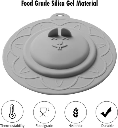 Cat's face Silicone Cup Covers (Set of 4) ， Multicolored Silicone Lids for Mugs, Cups, Tea Pots,Flexible Mug Covers，Hot Cup Lids for Coffee & Tea