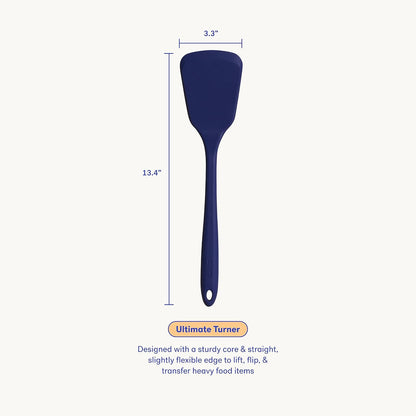 GIR: Get It Right Silicone Turner - Non-Stick Heat Resistant Silicone Spatula Turner for BBQs & Cookouts - Lifts, Flip, and Transfer Food Items - 13 Inch, Navy