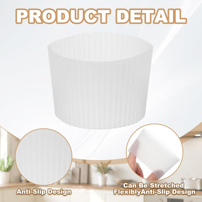 uxcell 6Pack Coffee Cup Sleeves, Reusable Silicone Heat Resistant Cup Protective Sleeve Nonslip Mug Protector Cover for Home Travel Coffee Mug Glasses Water Bottle Boots, Clear