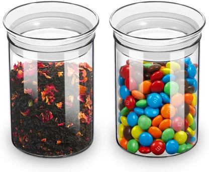 ZENS Glass Canisters Jar with Lid, Airtight Sealed 15 Fluid Ounce Spice Jars Sets of 2, Clear Small Kitchen Storage Containers for Herbs,Tea 4.76 x 3.15 IN
