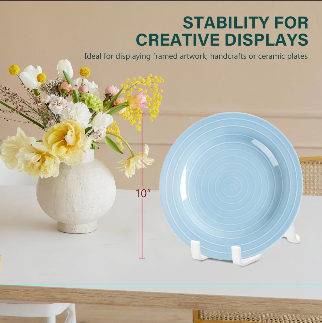 Plate Stands for Display - Plastic Easel Stand Plate Holder Display Stand Picture Frame Stand for Pictures | Photo|Decorative Plate |Dish | Tabletop Art - 6 inch-White