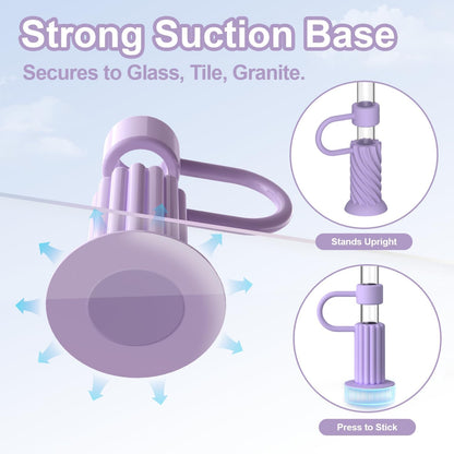 YOTIME Silicone Straw Covers Cap, 6 Pcs Reusable 0.39in/10mm Suction Cup Straw Toppers for Stanley Cup 40 30 oz, Purple