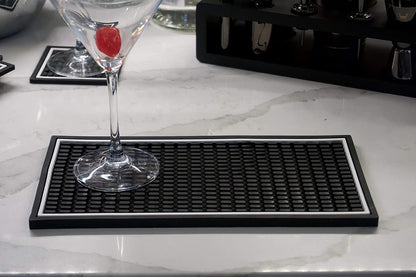 Highball & Chaser Bar Mat 12in x 6in. 1cm Thick Durable and Stylish Bar Mat for Spills, Service Mat for Coffee, Bars, Restaurants CounterTop Dish Drying Mat, Glass Drying Mat (2 pack)