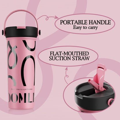 GOOM 20 oz Spill Proof Tumbler with Lid and Straw, Top Handle, Extended Tea Infuser, 6-Layer Insulation 18/10 Stainless Steel, Christmas Gifts for Mom Women Her, Teacher Gifts - Pink