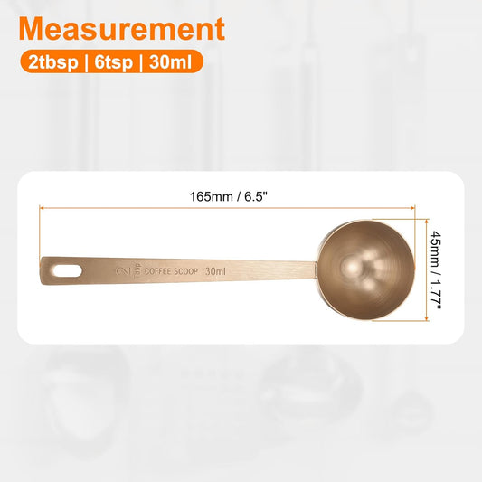 HARFINGTON Coffee Scoop Spoon 2tbsp (6tsp, 30ml) 304 Stainless Steel Long Handle Teaspoon/Tablespoon Measuring Spoons Scoops for Tea Sugar Kitchen, Rose Gold