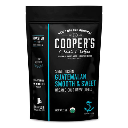Organic Cold Brew Coffee - Guatemalan Coffee Beans Crafted For Cold Brewing - Whole Bean or Coarse Grind, Medium Roast, 2 lb