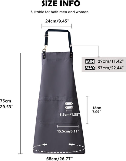 Lisianthus 2 Pack Adjustable Bib Aprons for Women with Pockets, Men's Kitchen Cooking Apron
