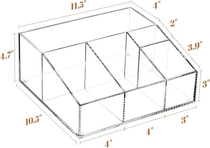 BEYGORM Acrylic Coffee Bar Station Organizer for Countertop,Office Breakroom Clear Snack Tea Storage Accessories Holder for Kcup Pod Condiment Cup Sugar Creamer Syrup, Coffee Gift for Coffee Lovers