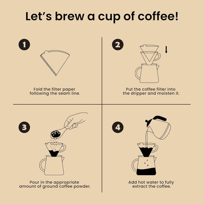 Pro Mael V60 Coffee Filters, Size 02 Cone Coffee Filters, Natural Unbleached Pour Over Paper Filters (100 Count)