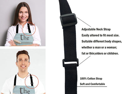 The Beach Is My Happy Place Bib Apron with Adjustable Neck for Men Women,Suitable for Home Kitchen Cooking Waitress Chef Grill Bistro Baking Apron