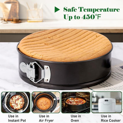 Tellshun 10 Inch Springform Pan Tin With 50Pcs Parchment Paper Nonstick Baking Mold Round Leakproof Removable Bottom Bakeware for Cake Cheesecakes Pie Pizza and Quiches