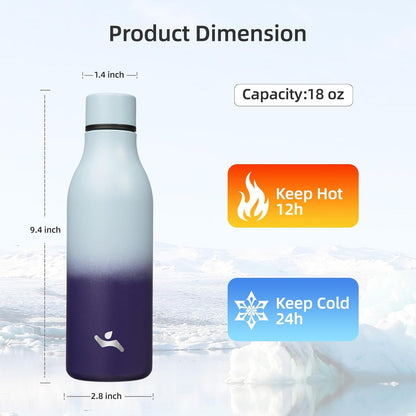 Insulated Water Bottle with Strap,18 oz Double Wall Stainless Steel Vacuum Bottles Metal Water Flask,Ocean Dream