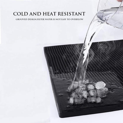 17.7" x 11.8" Rubber Bar Mats, Non-Slip and Anti-Spill Non-Toxic Soft Rubber Mats, Coffee Bars, Bars, Restaurants and Barbers Service Mats, Black, 2Pack